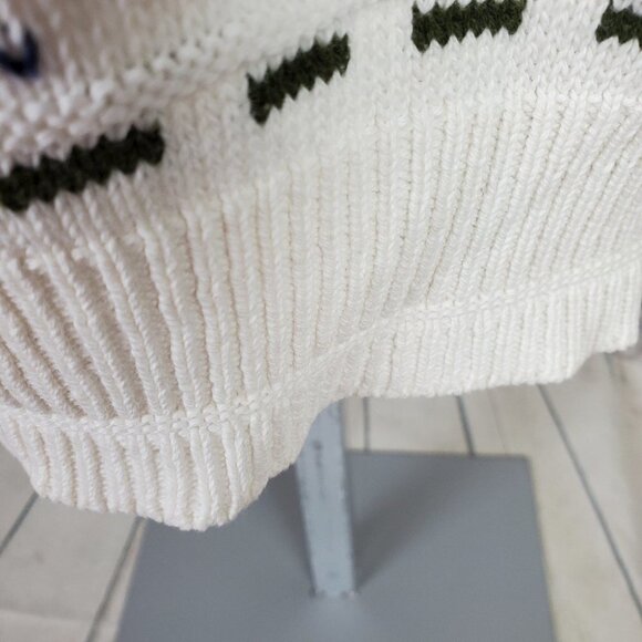 Vintage 80s Jacquard Crewneck Pullover Sweater Cream Measures Medium - Picture 10 of 15
